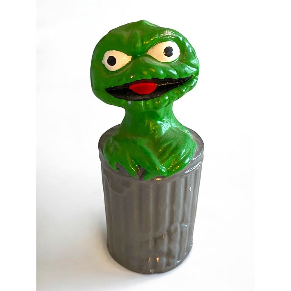 1980s Hand Painted Sesame Street Oscar the Grouch Ceramic 5 Inch Figurine